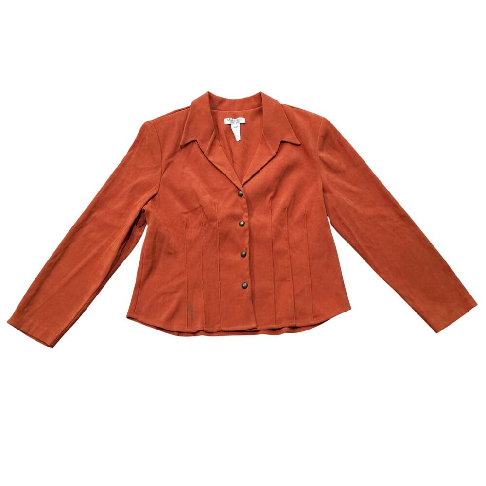 Vintage Miss Dorby Faux Suede Blazer Jacket Orange Womens 14P